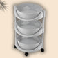 Gray 3-Tier Colander Rack with Rotating Baskets