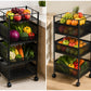 Luxe Home 3-Tier Revolving Kitchen Storage Trolley with Black Mesh Baskets
