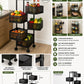 Luxe Home 5-Tier Revolving Kitchen Storage Trolley with Black Mesh Baskets