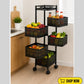 Luxe Home 5-Tier Revolving Kitchen Storage Trolley with Black Mesh Baskets