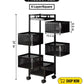Luxe Home 5-Tier Revolving Kitchen Storage Trolley with Black Mesh Baskets