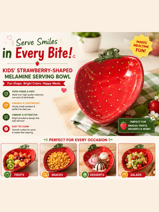 Strawberry-Shaped Melamine Serving Bowl | Premium Fruit & Snack Bowl