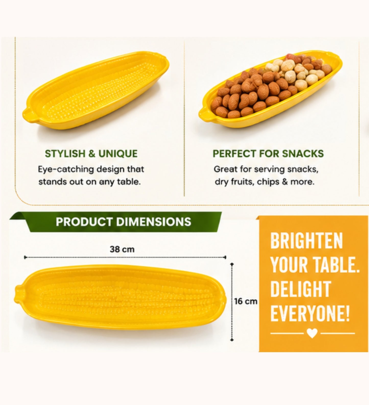 Corn-Shaped Melamine Serving Platter