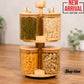 4-Piece Glass Canister Set with Crystal Knob Bamboo Lids