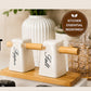 White Ceramic Salt & Pepper Set with Gold-Finish Rack