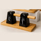 Elegant Black Marble Ceramic Kitchen Storage Jar with Gold Accent