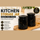 Elegant Black Marble Ceramic Kitchen Storage Jar with Gold Accent