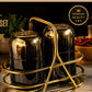 Premium Spice Jar Set with Golden Stand