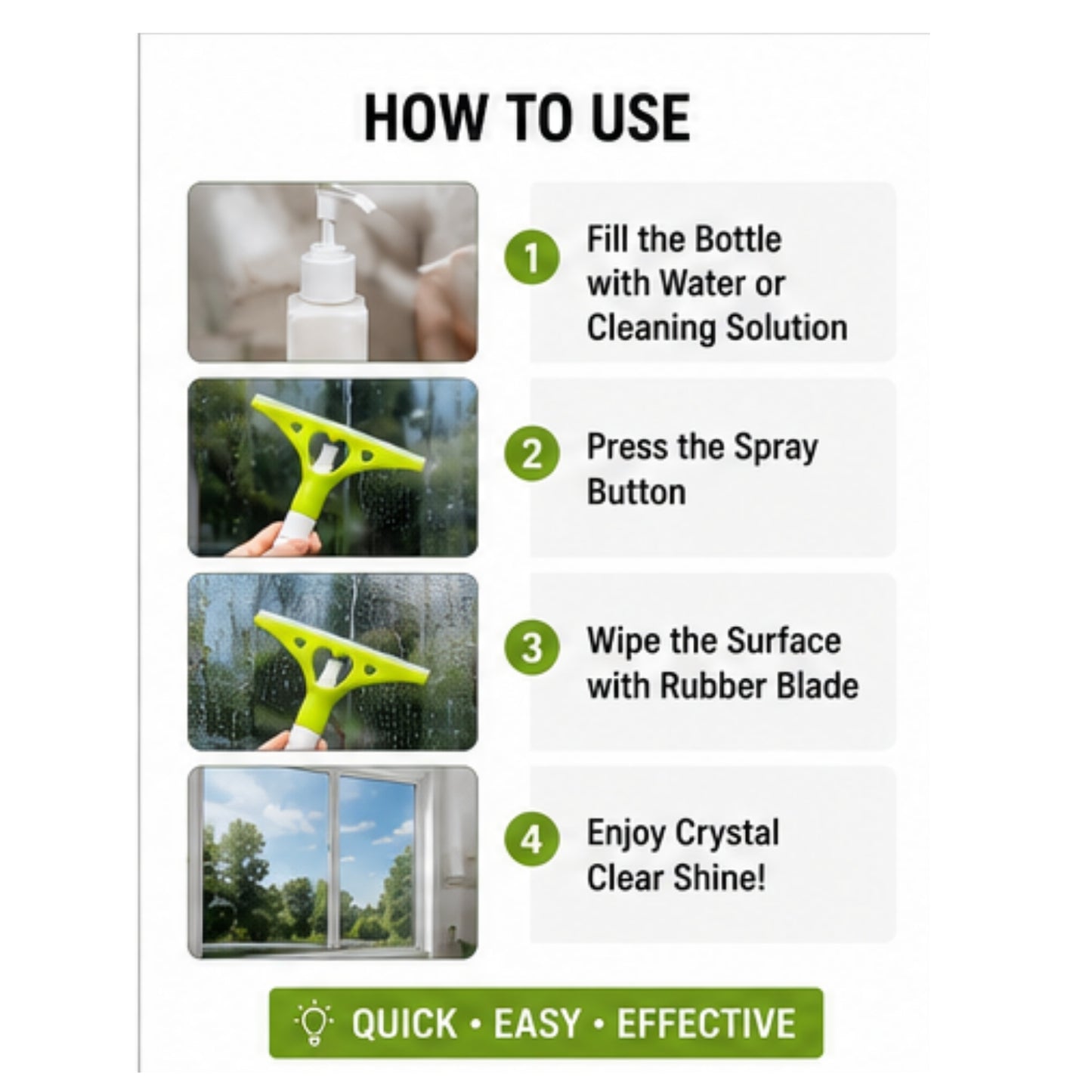 2-in-1 Spray Window Cleaner with Built-in Water Tank  Glass Wiper  Delivery