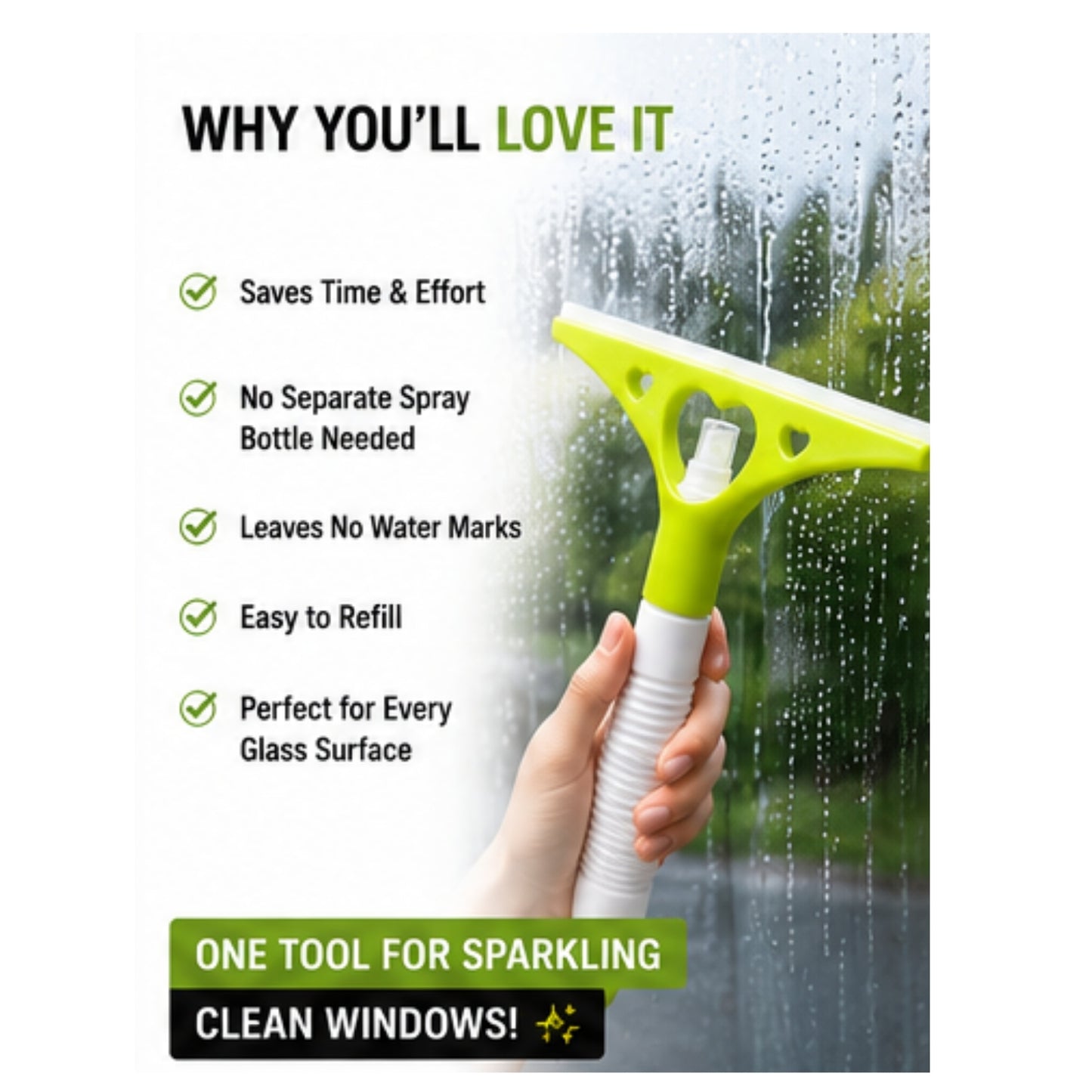 2-in-1 Spray Window Cleaner with Built-in Water Tank  Glass Wiper  Delivery