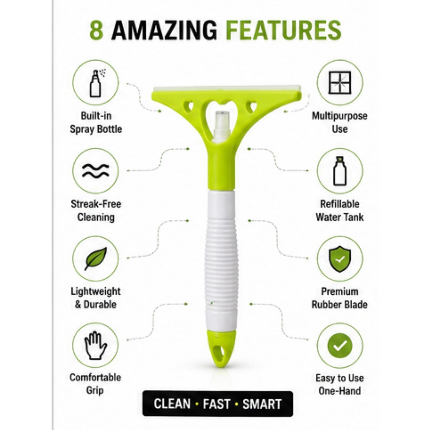2-in-1 Spray Window Cleaner with Built-in Water Tank  Glass Wiper  Delivery