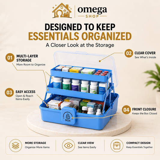 3-Layer Multipurpose Storage Organizer Box with Handle  Portable Makeup, Medicine & Sewing Storage Case