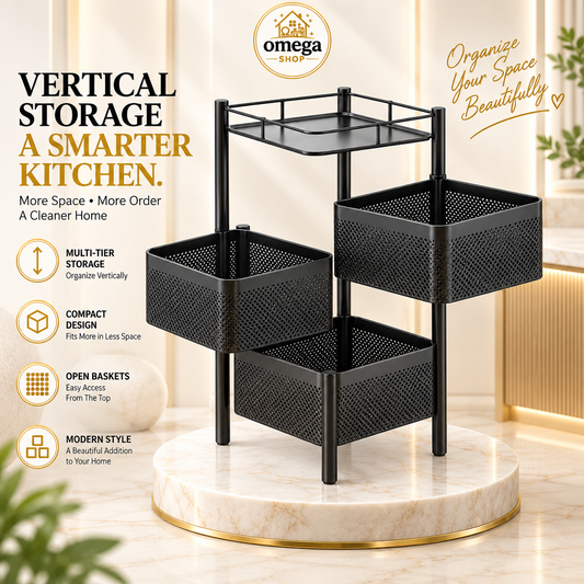 360° Rotating Multi-Layer Rolling Storage Rack | 3, 4 & 5 Tier Metal Organizer Cart