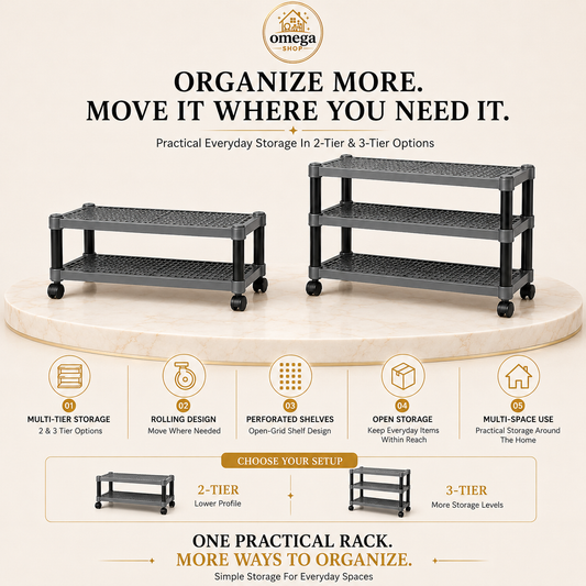 Premium Multipurpose Plastic Shoe Rack | 2 Tier & 3 Tier Storage Shelf with Wheels