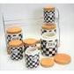 7-Piece Ceramic Canister Set with Marble Design & Bamboo Lids